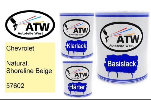 Chevrolet, Natural, Shoreline Beige, 57602: 1L Lackdose + 1L Klarlack + 500ml Härter - Set, von ATW Autoteile West.